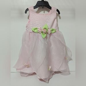 Youngland | Toddler Girls 2T Sleeveless Lt. Pink/Green Rose Applique Tulle Dress